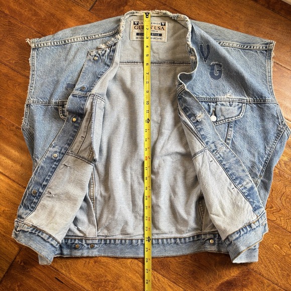 Guess Denim Jean Vest Georges Marciano Men's XL Style 10804 VTG 80's Distressed - Picture 14 of 16